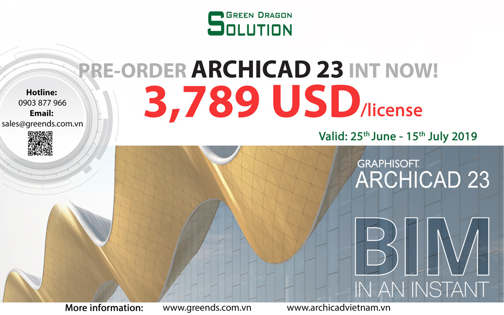 Chào mừng ARCHICAD 23, đặt ARCHICAD với giá 3,789 USD